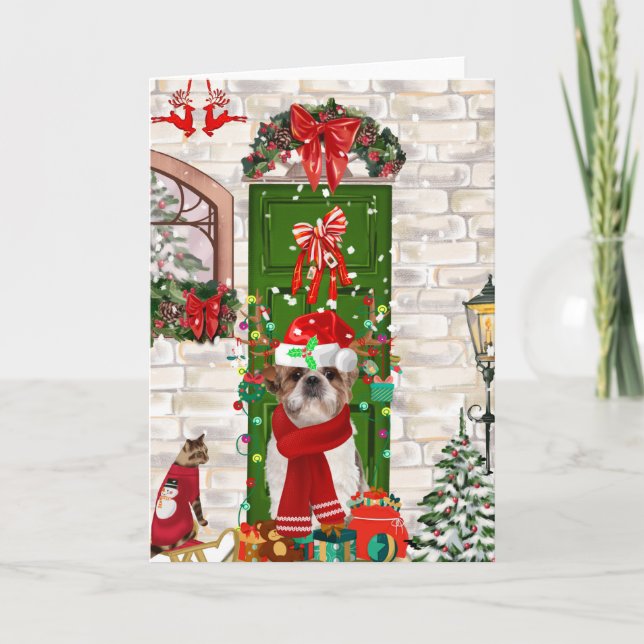 Shih Tzu Dog Christmas  Card (Front)