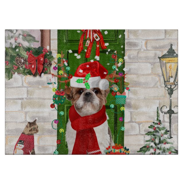 Shih Tzu Dog Christmas  Cutting Board (Front)