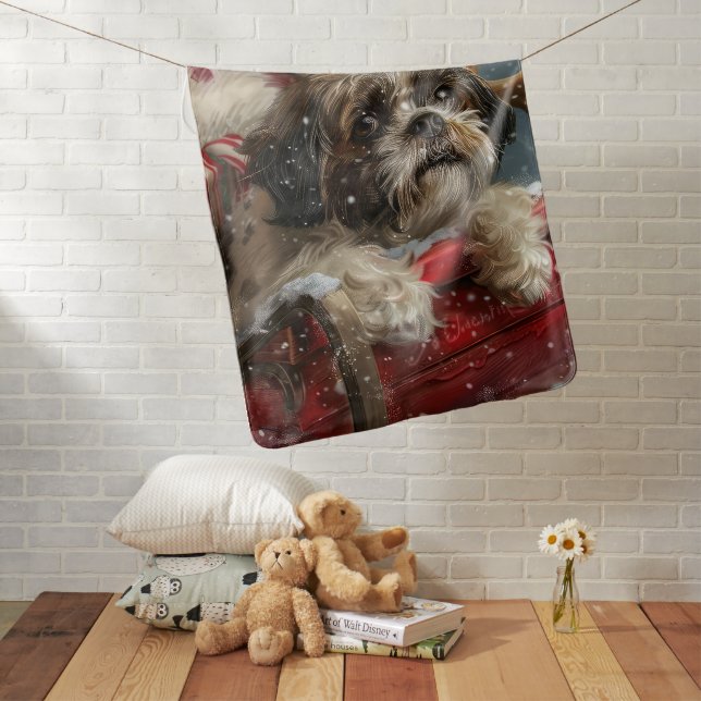 Shih Tzu Dog Christmas Festive Baby Blanket (In Situ)