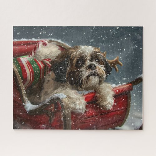 Shih Tzu Dog Christmas Festive Jigsaw Puzzle