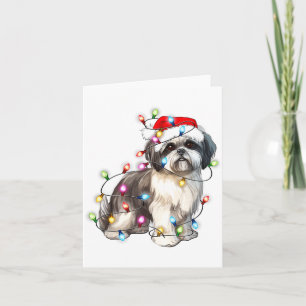 Shih Tzu Dog Christmas Lights Xmas Cute Card