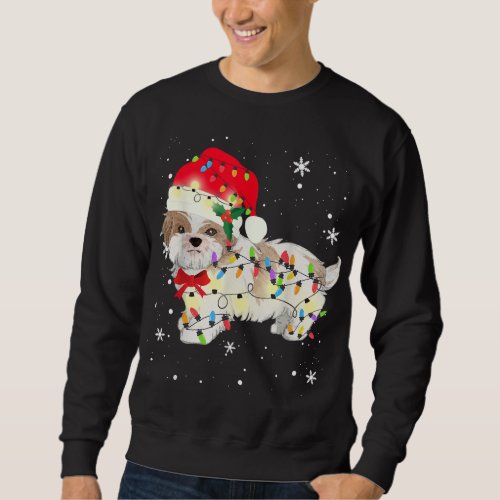 Shih Tzu Dog Christmas Lights Xmas Mom Dad Gifts Sweatshirt