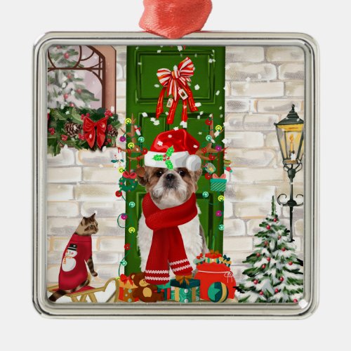 Shih Tzu Dog Christmas  Metal Ornament