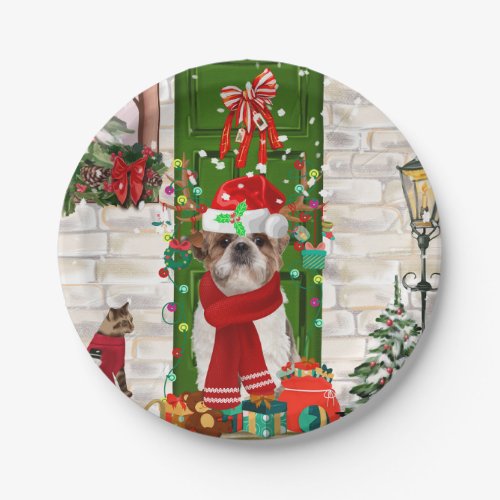Shih Tzu Dog Christmas  Paper Plates