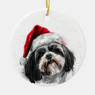 Shih Tzu Dog Christmas Personalized Ceramic Ornament