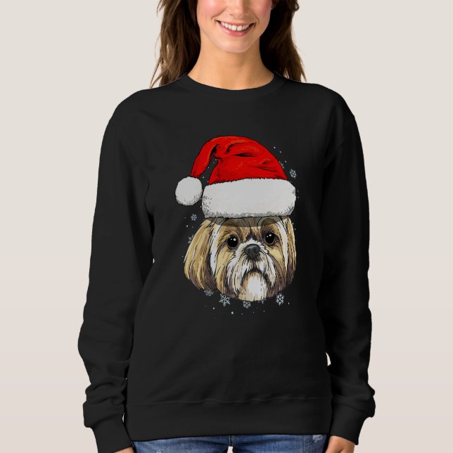 Shih Tzu Dog Christmas Santa Hat Spirit Animal Pet Sweatshirt (Front)