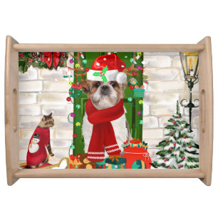 Shih Tzu Dog Christmas  Serving Tray