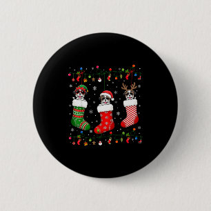 Shih Tzu Dog Christmas Socks Santa Elf Reindeer Xm Button