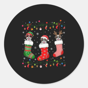 Shih Tzu Dog Christmas Socks Santa Elf Reindeer Xm Classic Round Sticker