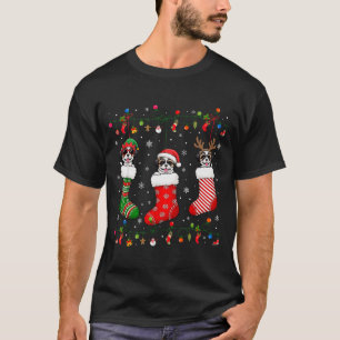 Shih Tzu Dog Christmas Socks Santa Elf Reindeer Xm T-Shirt
