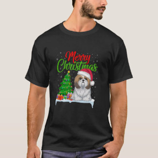 Shih Tzu Dog Christmas Tree Lights Xmas Shih Tzu D T-Shirt