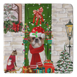 Shih Tzu Dog Christmas Trivet