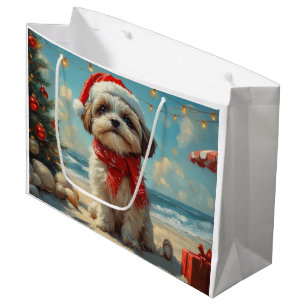 Shih Tzu Dog Christmas Vintage Beach Large Gift Bag