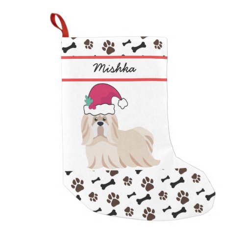 Shih Tzu Dog Christmas With Custom Dog Name Small Christmas Stocking