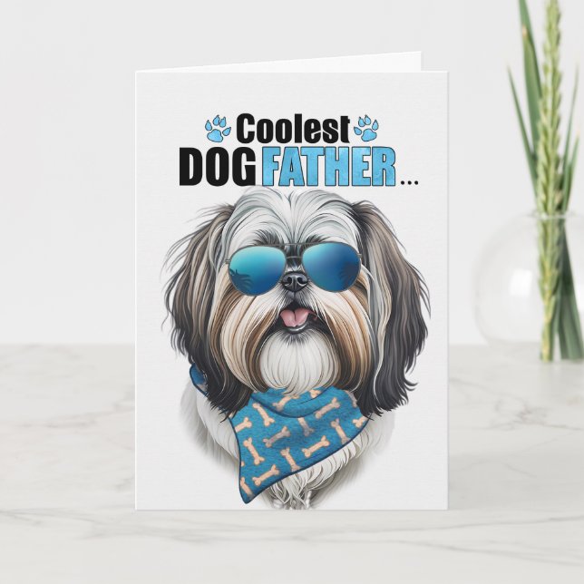 Shih Tzu Dog Coolest Dad Father's Day Holiday Card (Front)