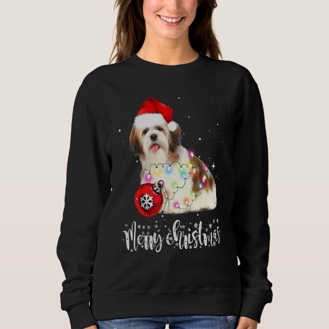 Shih Tzu Dog Cute Christmas Lights Sweatshirt (Front)