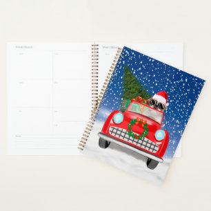 Shih Tzu Dog Driving Car In Snow Christmas  Planner