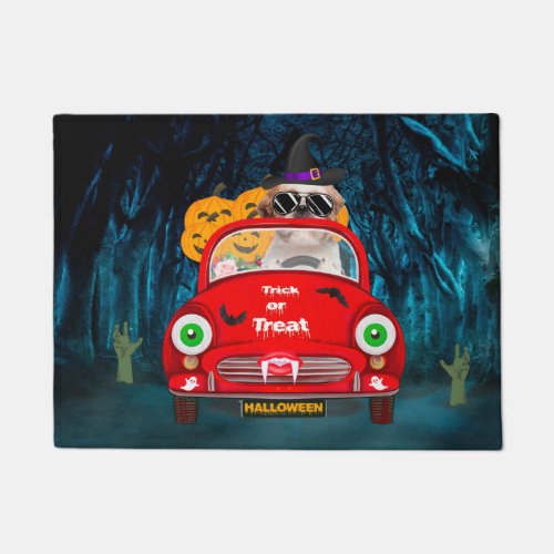 Shih Tzu Dog Driving Car Scary Halloween  Doormat