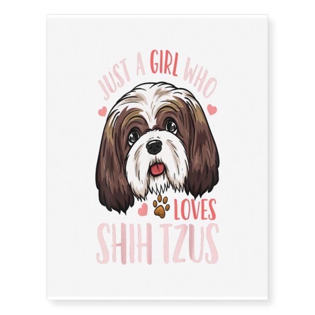 Shih Tzu  Dog Funny Gift Temporary Tattoos (Front)