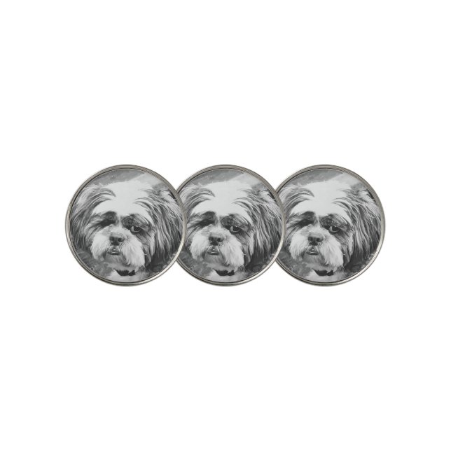 SHIH TZU DOG  GOLF BALL MARKER (3 Up)