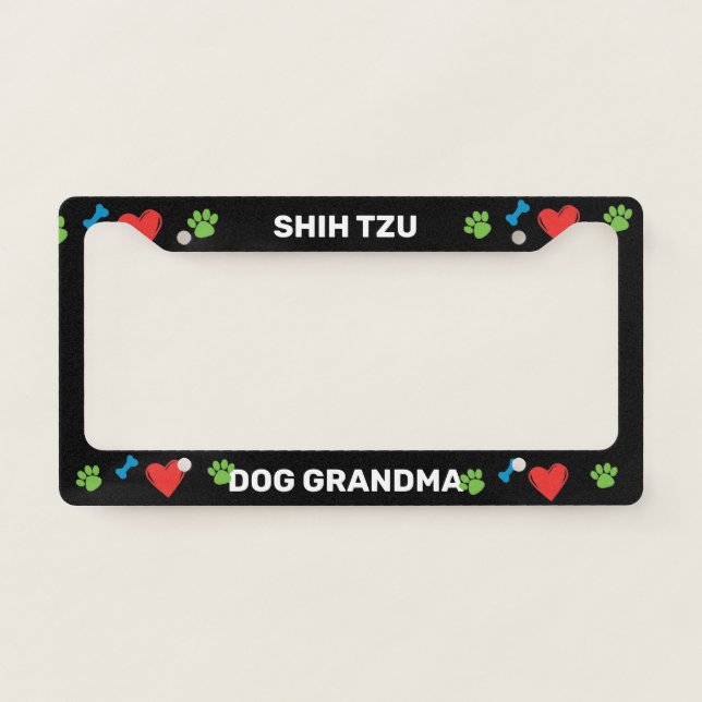 Shih Tzu Dog Grandma License Plate Frame (Front)