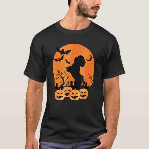 Shih Tzu Dog Halloween Costume Dace Jack O Lantern T_Shirt