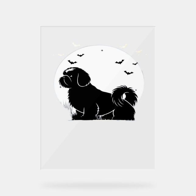 Shih Tzu Dog – Halloween Moon Silhouette Classic T Acrylic Sign (Front)