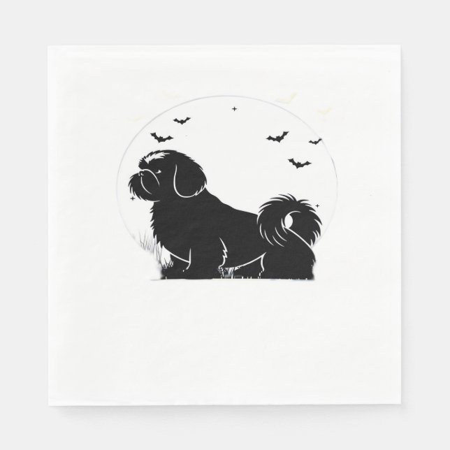 Shih Tzu Dog – Halloween Moon Silhouette Classic T Napkins (Front)