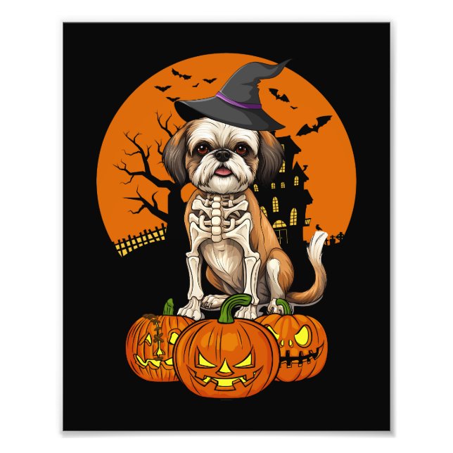 Shih Tzu Dog Halloween Photo Print (Front)