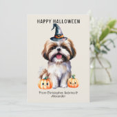 Shih Tzu Dog Happy Halloween Holiday Card (Standing Front)