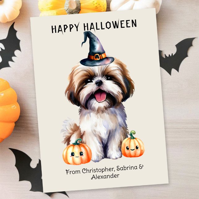 Shih Tzu Dog Happy Halloween Holiday Card
