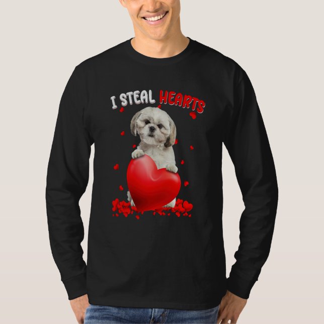 Shih Tzu Dog I Steal Hearts Cute Valentine Day Wom T-Shirt (Front)
