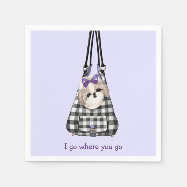 Shih Tzu Dog in a Bag Description Napkins (Front)