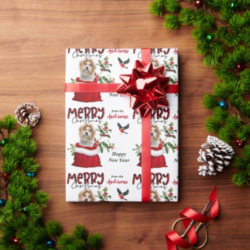 Shih Tzu Dog in Christmas Gift Bag Wrapping Paper