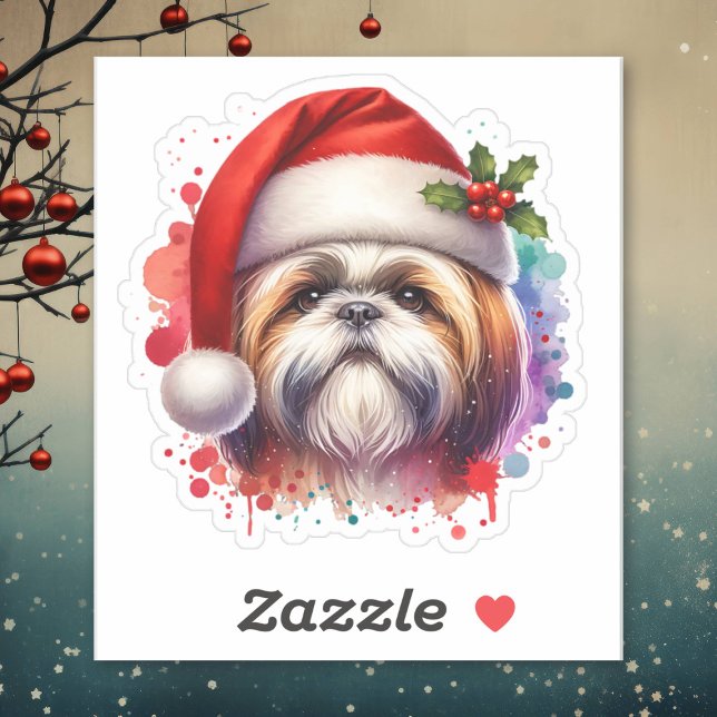 Shih Tzu Dog in Santa Hat Christmas Sticker (Creator Uploaded)
