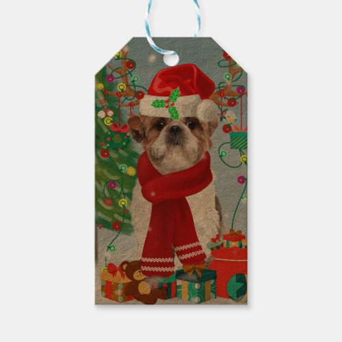 Shih Tzu Dog in Snow Christmas  Gift Tags