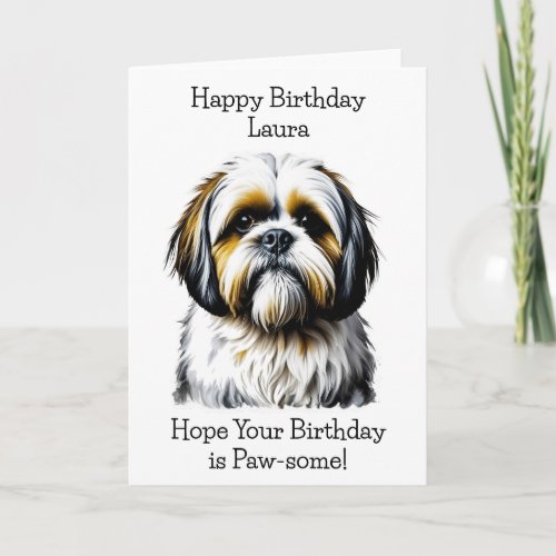 Shih Tzu Dog Lovers Personalized Birthday Card