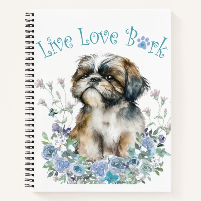 Shih Tzu Dog Mom Floral Notebook (Front)