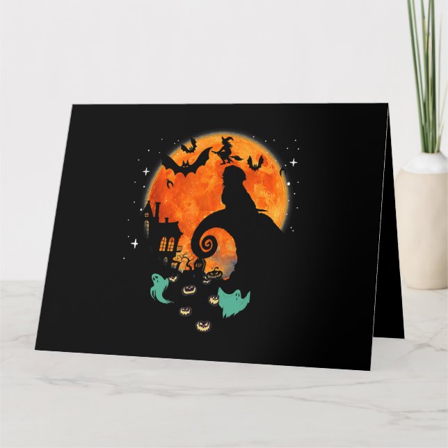 Shih Tzu Dog Moon Scary Pumpkin Halloween Costume  Card (Front)