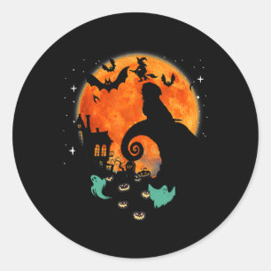 Shih Tzu Dog Moon Scary Pumpkin Halloween Costume Classic Round Sticker