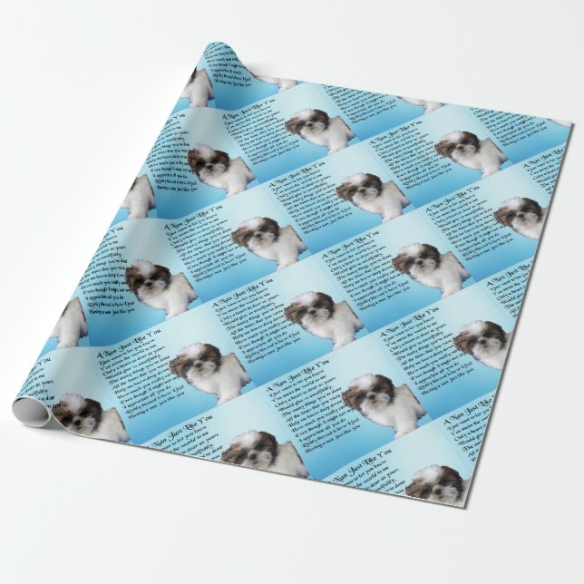 Shih Tzu Dog - Nan Poem Wrapping Paper (Unrolled)