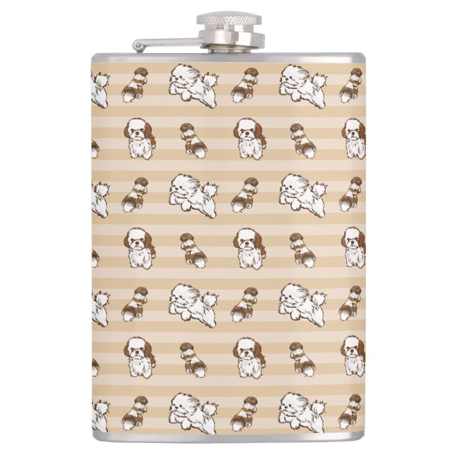  shih tzu  dog pattern flask (Front)