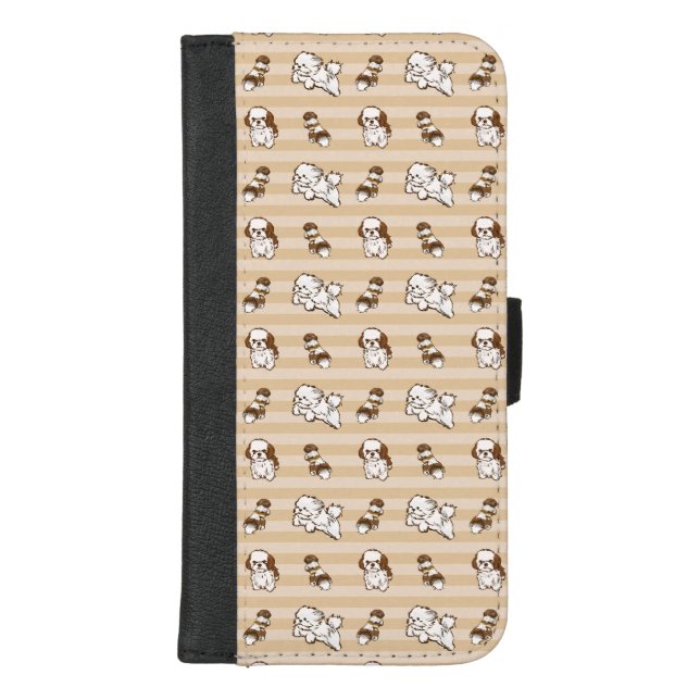 shih tzu dog pattern  iPhone wallet case (Front)