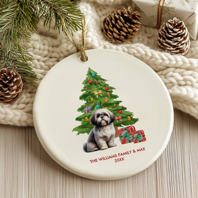 Shih Tzu Dog Personalized Christmas Ceramic Ornament (Creator Uploaded)