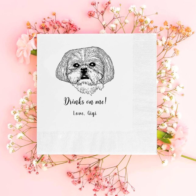 Shih Tzu Dog Personalized Drink On Me Napkins (Creator Uploaded)