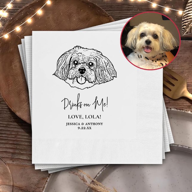 Shih Tzu Dog Personalized Drinks on Me Napkins (Creator Uploaded)