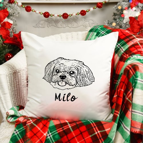 Shih Tzu Dog Personalized Hand Drawing Throw Pillow
