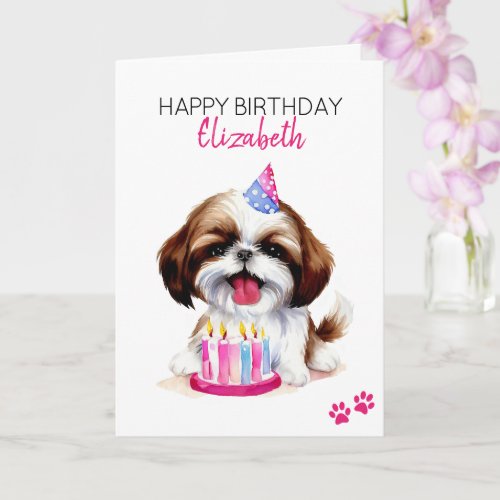 Shih Tzu Dog Personalized Happy Birthday  Card