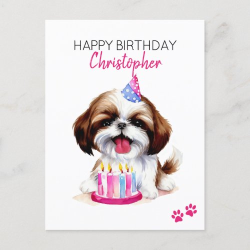Shih Tzu Dog Personalized Happy Birthday  Postcard