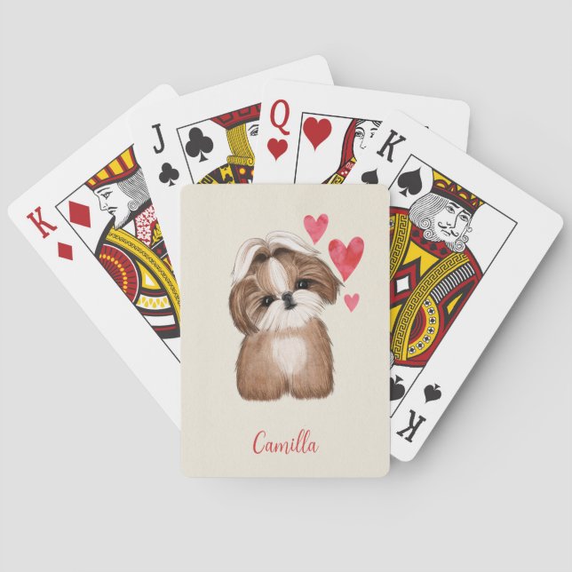 Shih Tzu Dog Personalized Pet Name Poker Cards (Back)